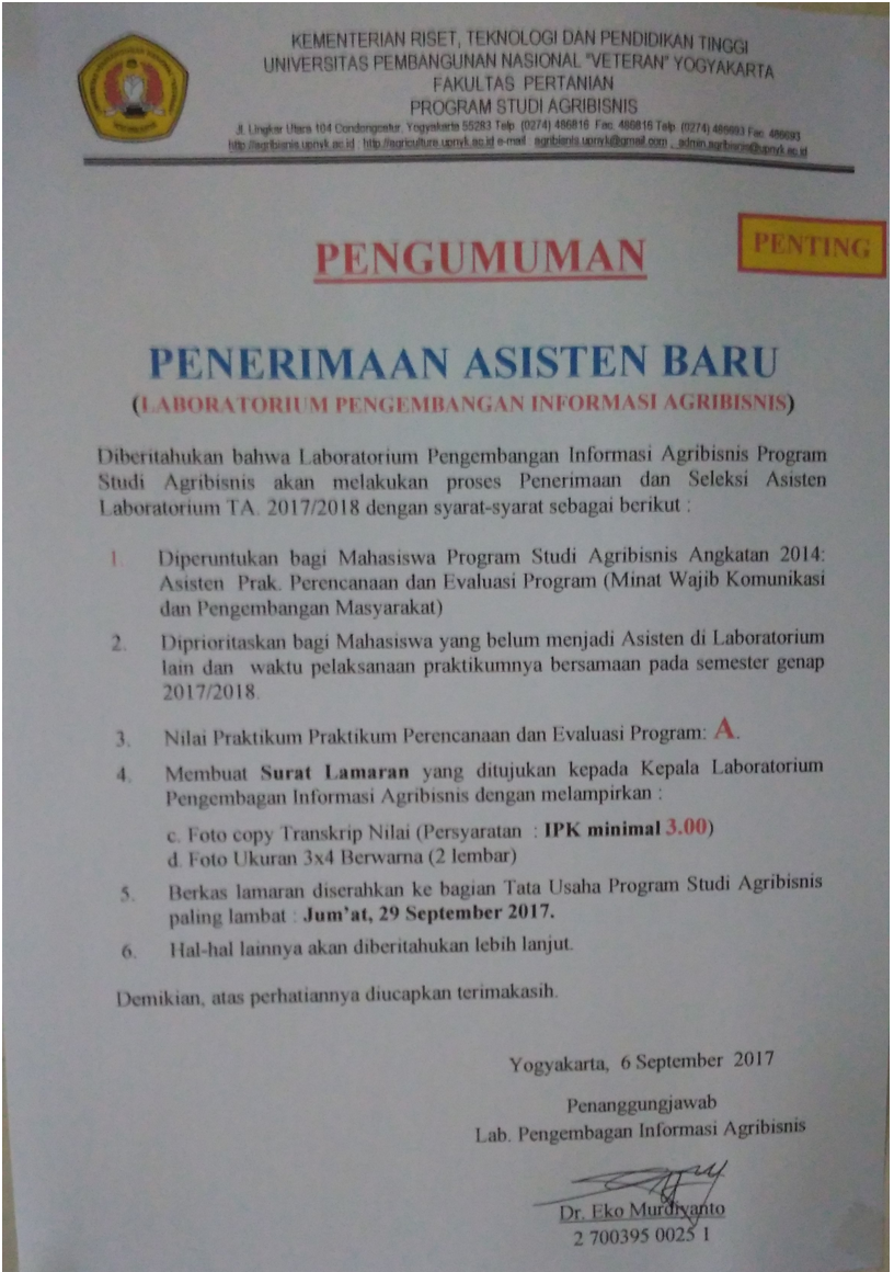 Program Studi Agribisnis